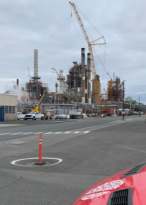 The refinery, as seen from the HYTORC mobile service van.