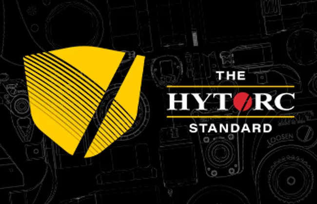 The HYTORC shield on a black background